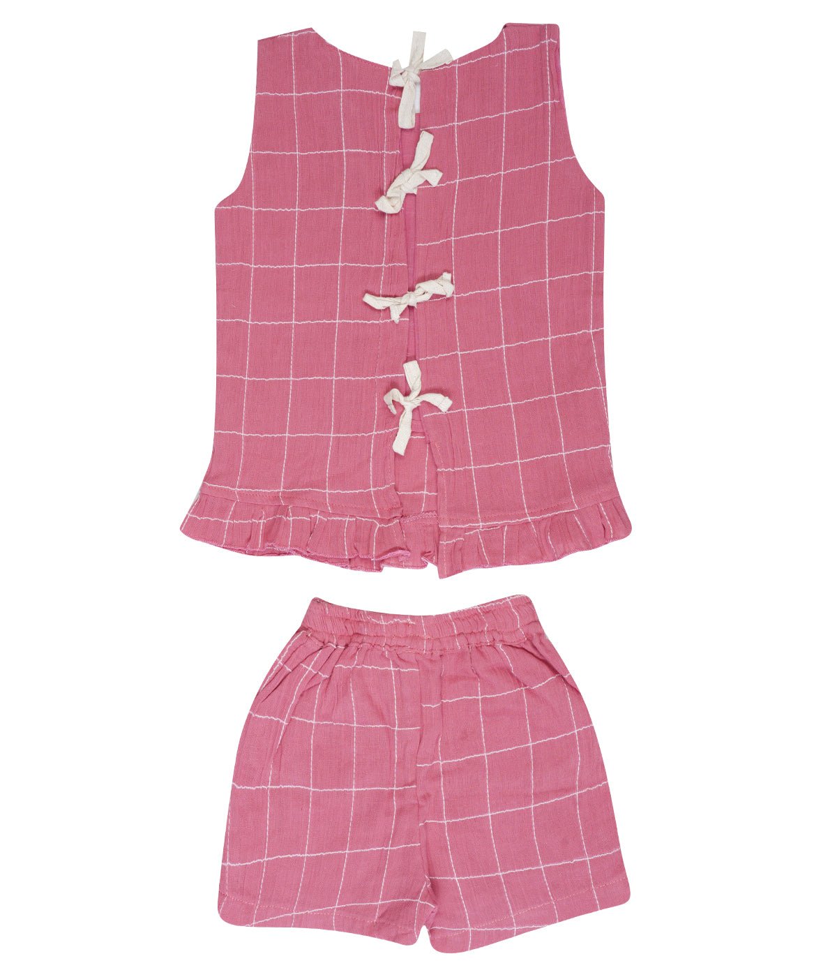Cotton Pink Checkered Top & Pants Set Regular Fit for Girls – Kids Daywear Sets on Brown Living™. SKU: PG158_1. Img 2.