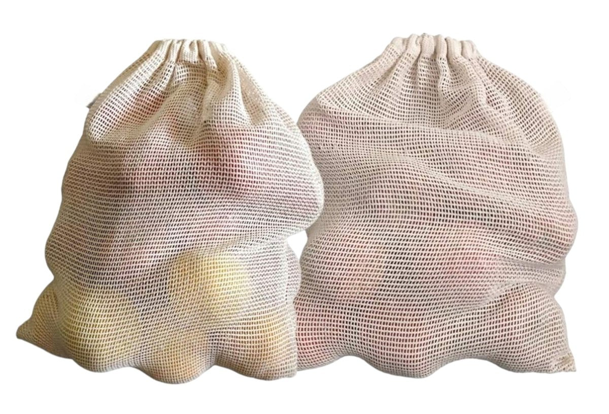 Cotton Refrigerator Mesh Bags - Set of 3 – Fridge Vegetable Bags by ONEarth available on Brown Living™. 2 shoulder bag orange. SKU: OEP916. Img 21.