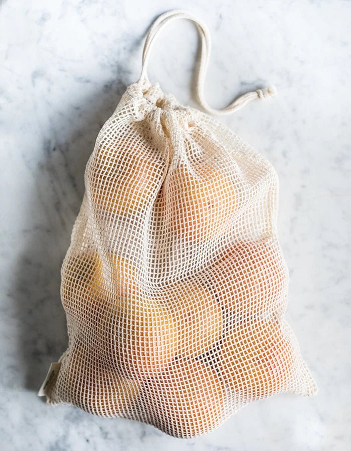 Cotton Refrigerator Mesh Bags - Set of 3 – Fridge Vegetable Bags by ONEarth available on Brown Living™. 2 shoulder bag orange. SKU: OEP916. Img 17.