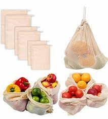 Cotton Refrigerator Mesh Bags - Set of 3 – Fridge Vegetable Bags by ONEarth available on Brown Living™. 2 shoulder bag orange. SKU: OEP916. Img 16.