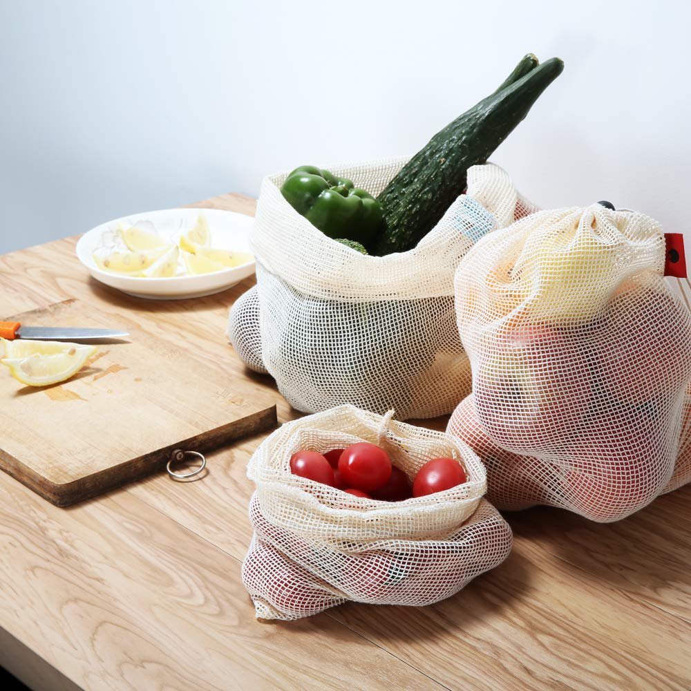 Cotton Refrigerator Mesh Bags - Set of 3 – Fridge Vegetable Bags by ONEarth available on Brown Living™. 2 shoulder bag orange. SKU: OEP916. Img 19.