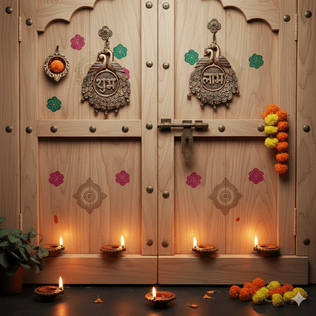 Couple Peacock Subh Labh Set – Festive Decor – Home Decor on Brown Living™. SKU: D9. Img 6.