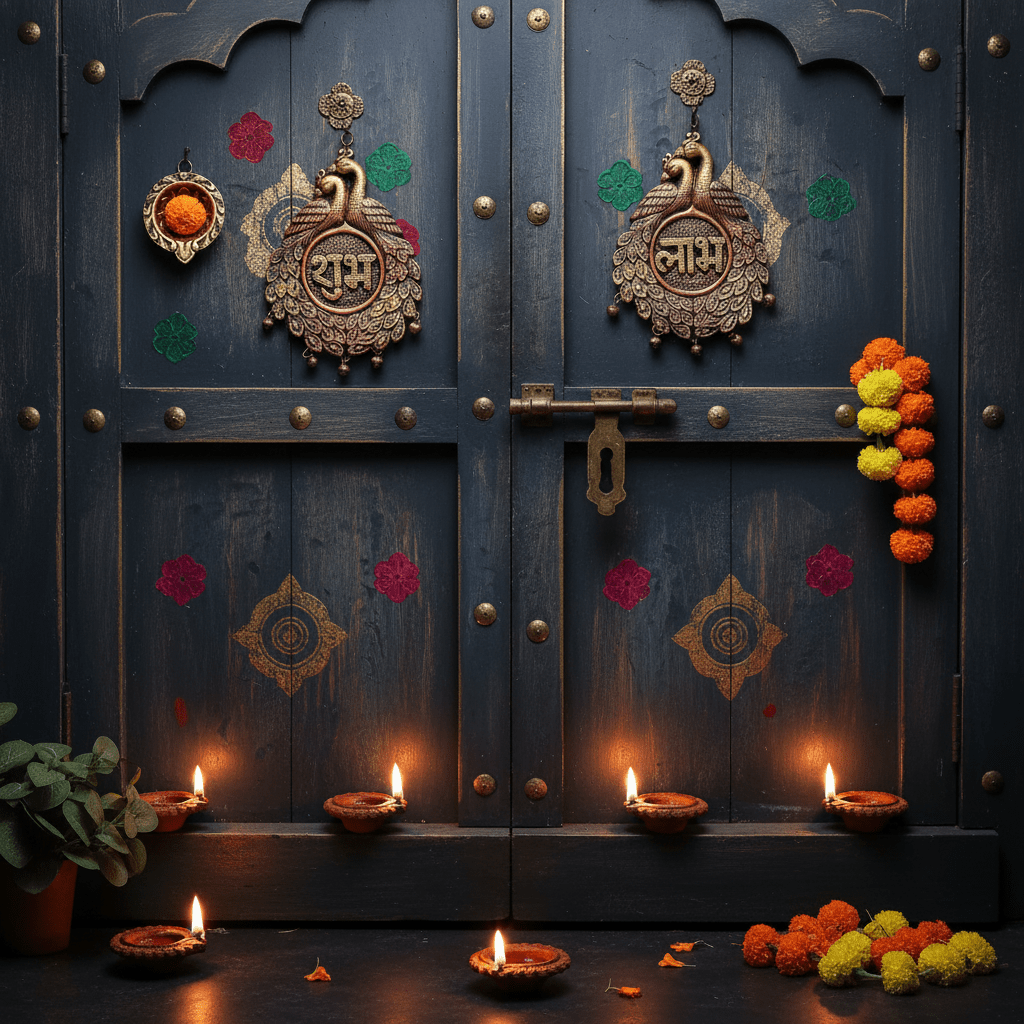 Couple Peacock Subh Labh Set – Festive Decor – Home Decor on Brown Living™. SKU: D9. Img 1.