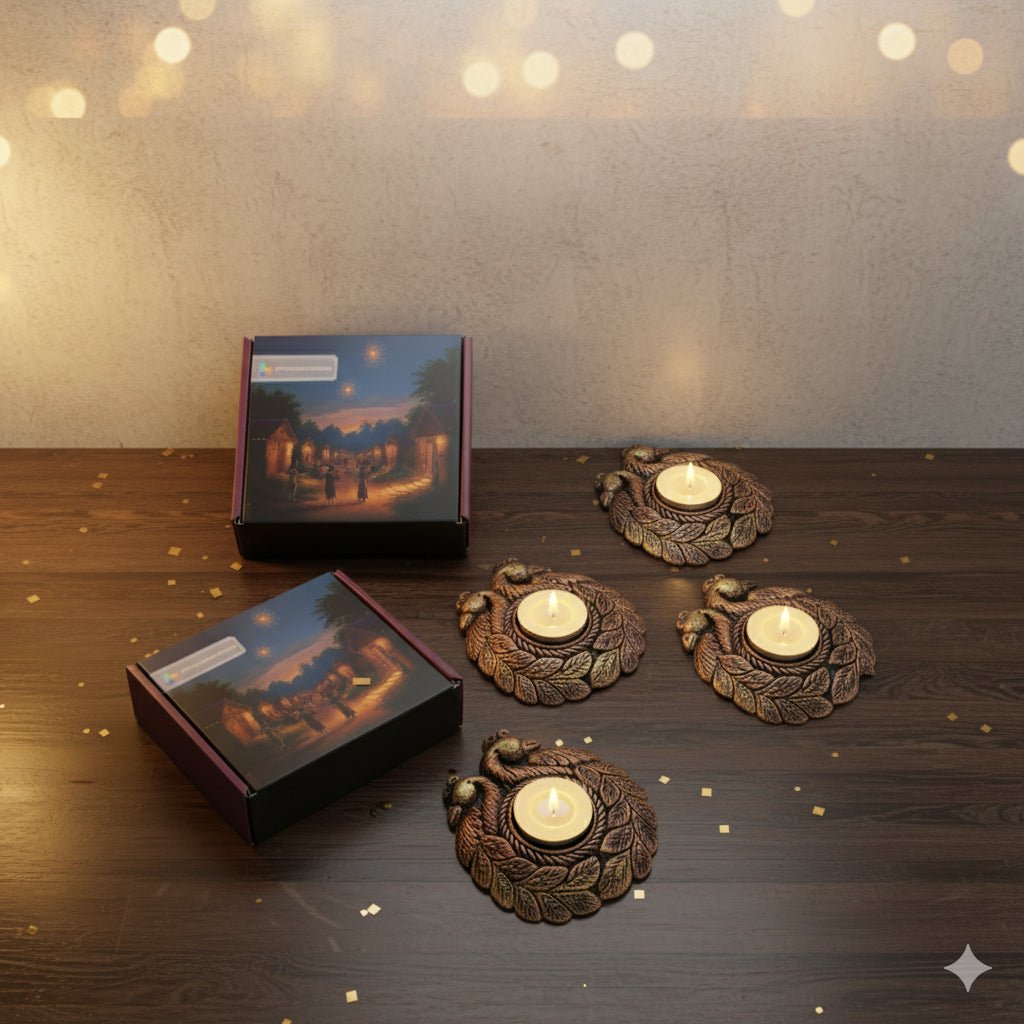 Couple Peacock T - Light Diya Set – Festive Decor – Home Decor on Brown Living™. SKU: D41. Img 10.