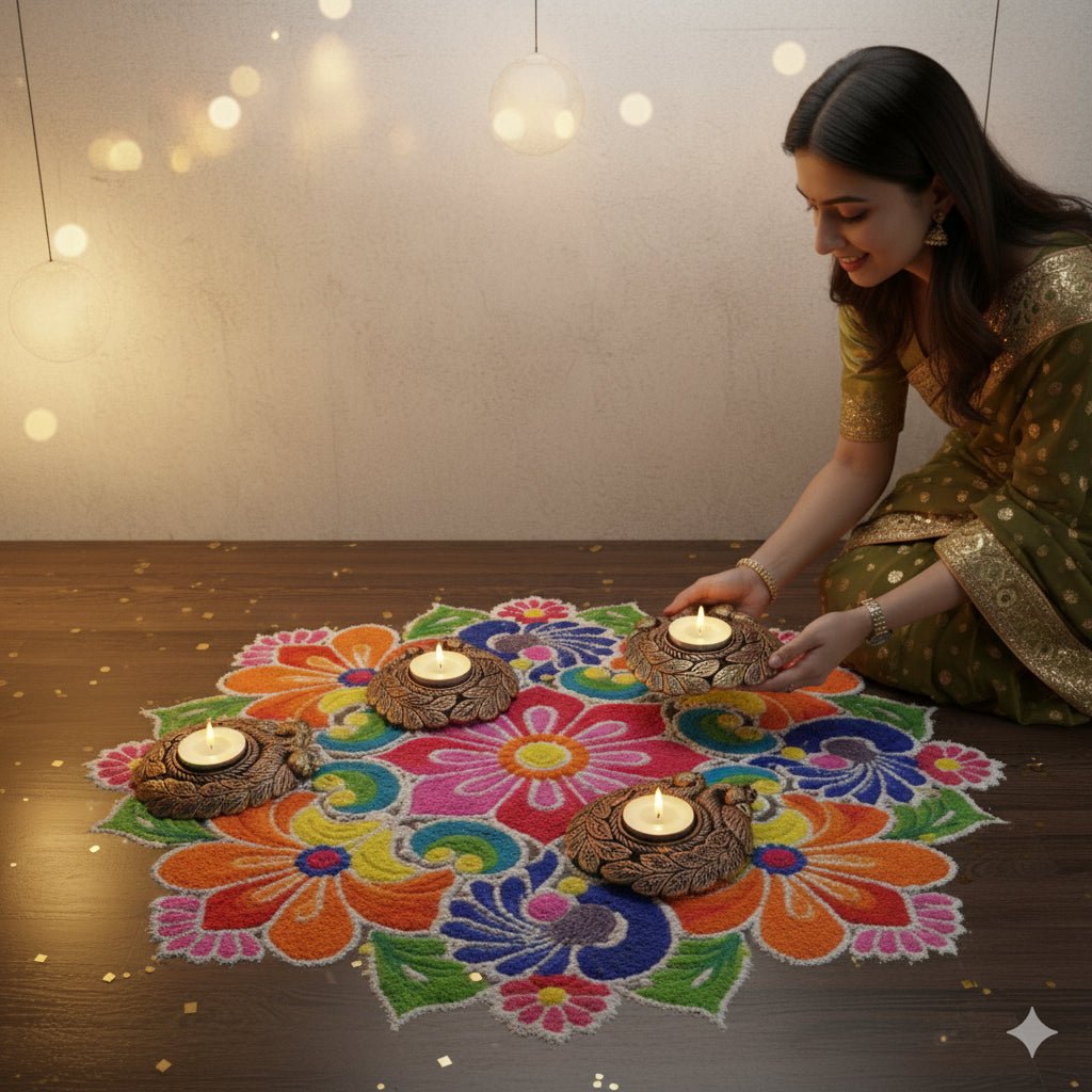 Couple Peacock T - Light Diya Set – Festive Decor – Home Decor on Brown Living™. SKU: D41. Img 8.