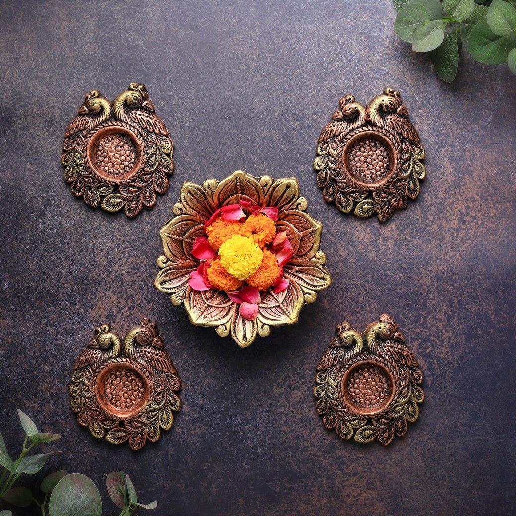 Couple Peacock T Light Set – Festive Decor – Home Decor on Brown Living™. SKU: D41. Img 1.