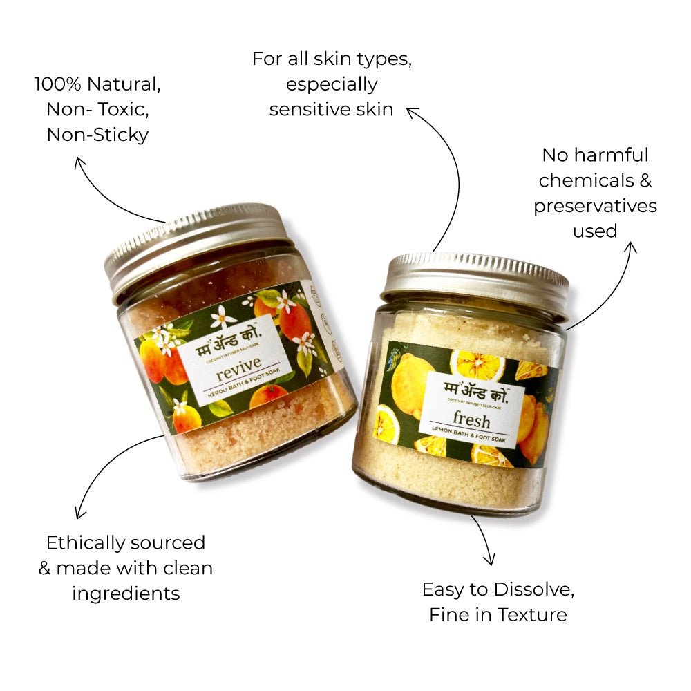 Cozy Citrusy Floral Gift Hamper - Bath & Foot Soaks + Mini Soaps + Lip Butter + Candle – Gift Giving on Brown Living™. SKU: BUN19. Img 4.