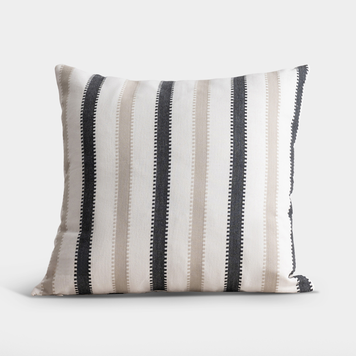 Oslo Black and Beige Striped Cotton Cushion Cover