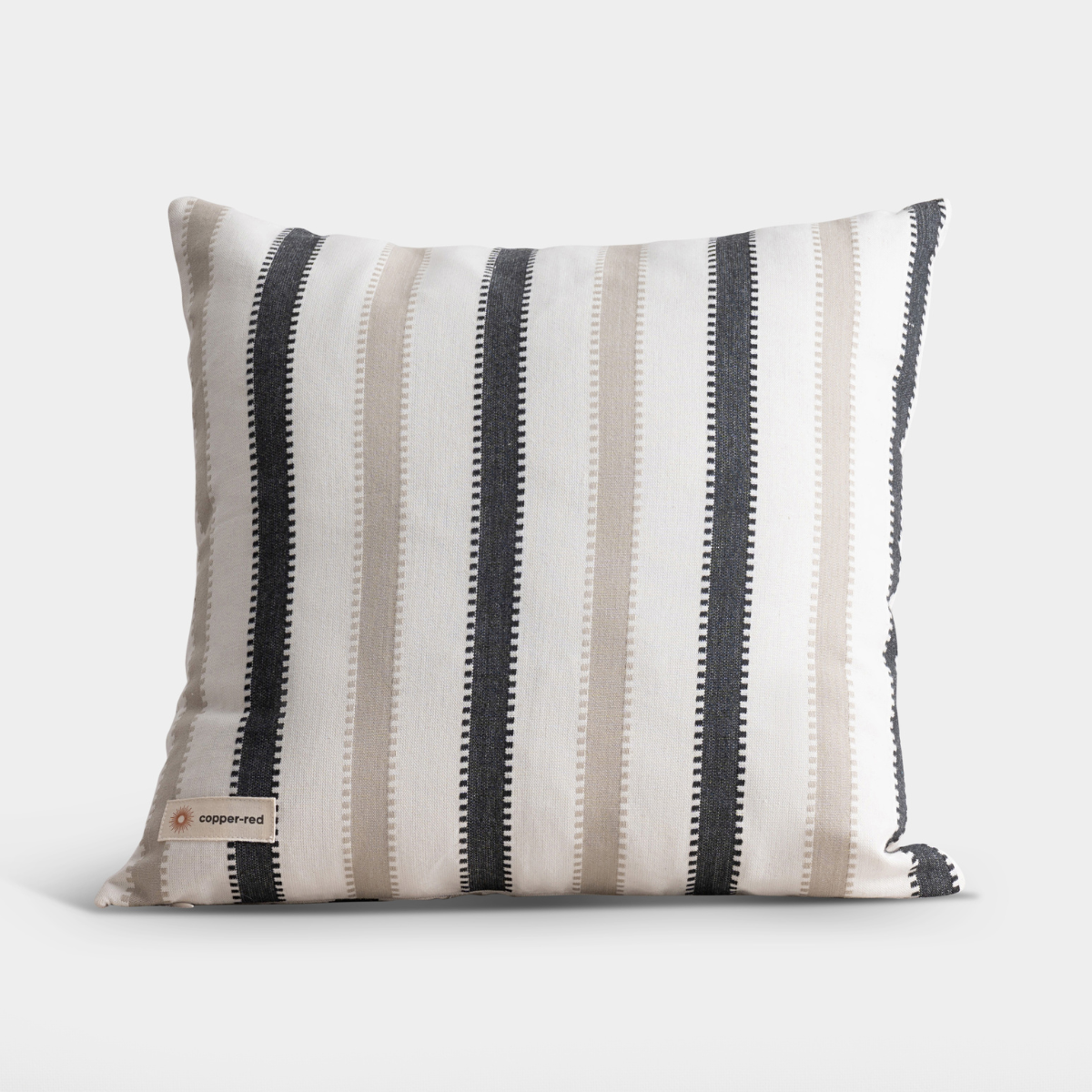 Oslo Black and Beige Striped Cotton Cushion Cover
