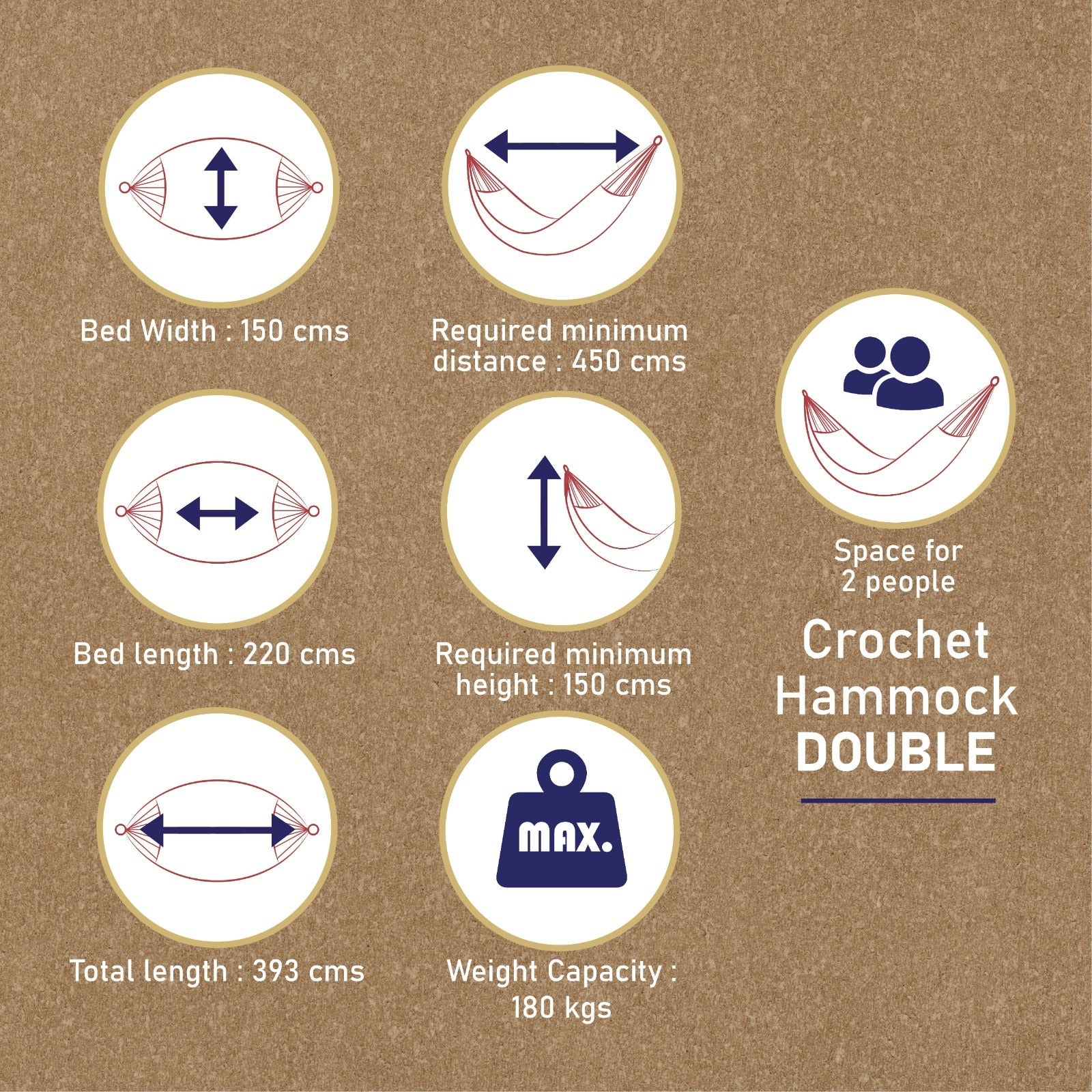 Crochet Hammock for Adults & Kids, Jhula for Home Balcony Patio Swing – Home & Garden on Brown Living™. SKU: CROC-S-Natural. Img 4.