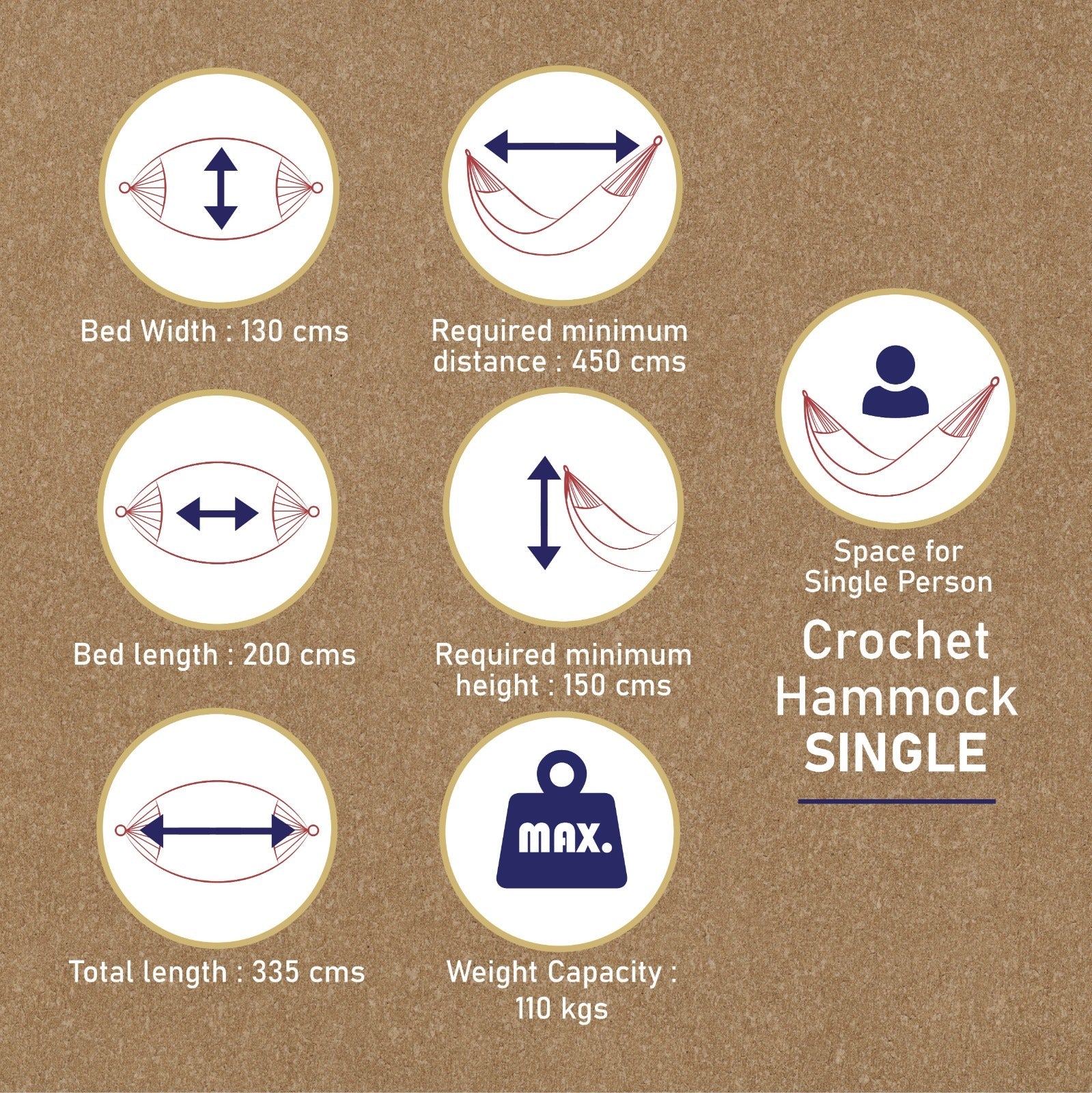 Crochet Hammock for Adults & Kids, Jhula for Home Balcony Patio Swing – Home & Garden on Brown Living™. SKU: CROC-S-Natural. Img 3.