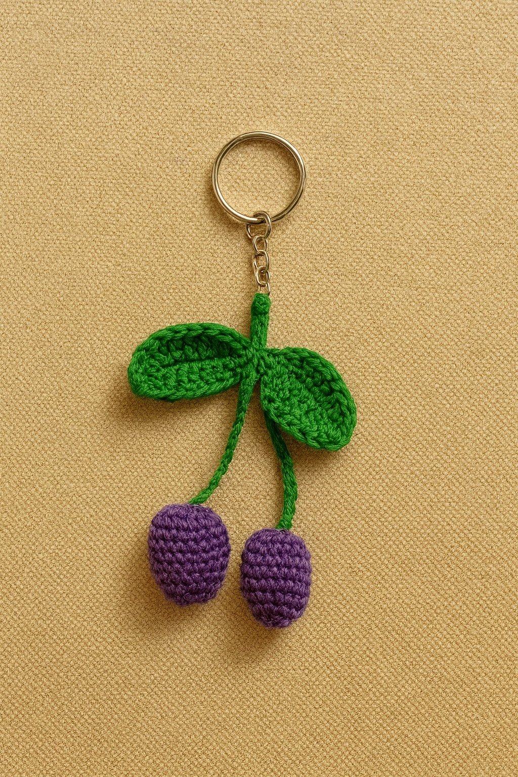 Crochet Purple Keychain | Handmade Crochet Key Holder | Cute Bag Charm – Travel Accessories on Brown Living™. SKU: CPK-S-004. Img 1.