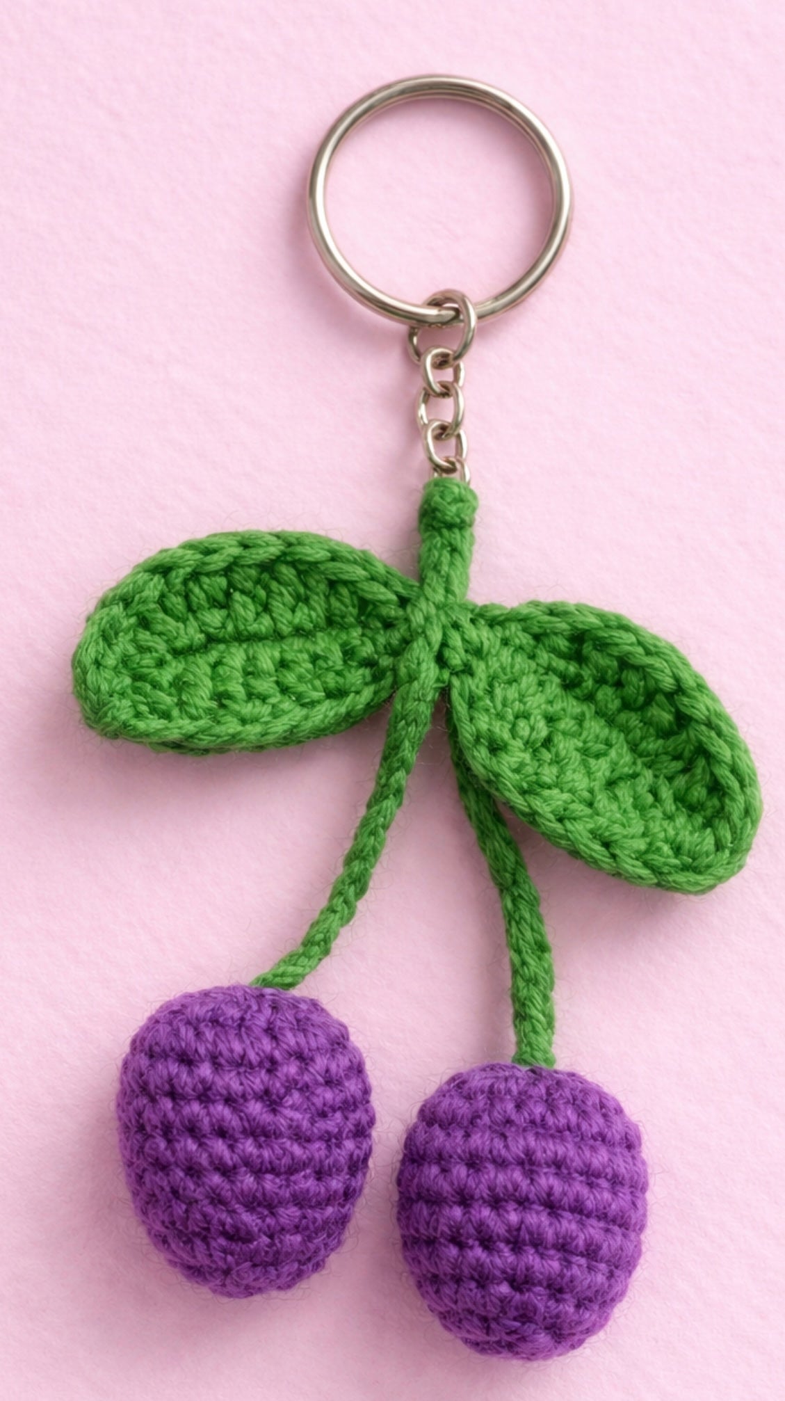 Crochet Purple Keychain | Handmade Crochet Key Holder | Cute Bag Charm – Travel Accessories on Brown Living™. SKU: CPK-S-004. Img 2.