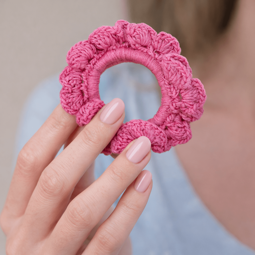 Crochet Scrunchies | Handcrafted Crochet Hair Accessories – Womens Accessories on Brown Living™. SKU: CSB-S-010. Img 2.