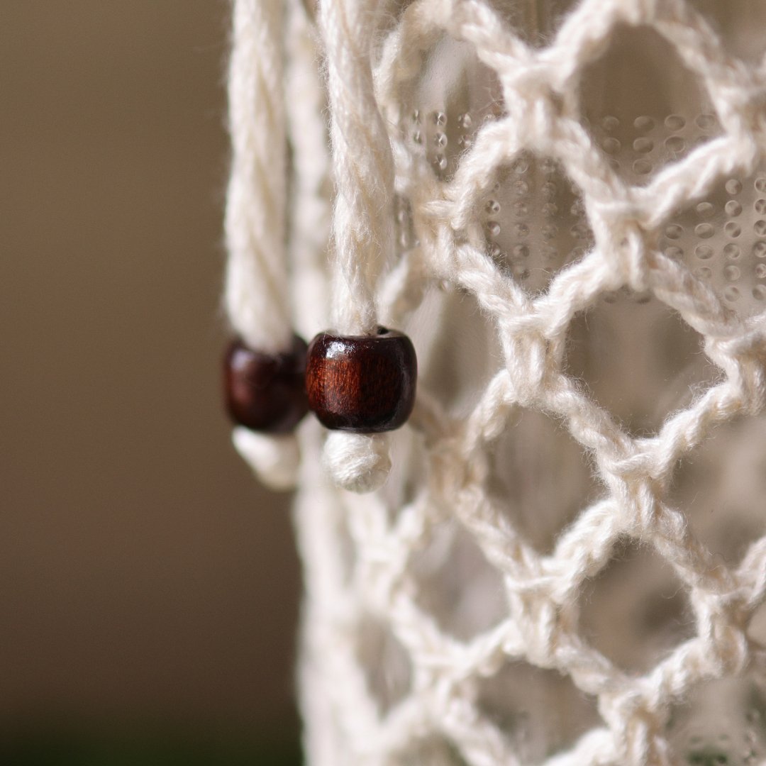 Crochet Web White Handmade Bottle Cover – Bottles & Sippers on Brown Living™. SKU: SAR115. Img 4.