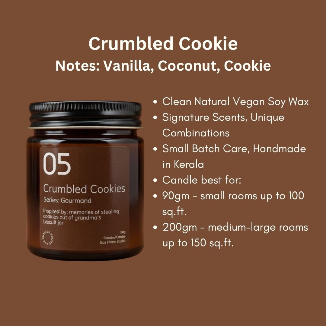 Crumbled Cookies Soy Wax Candle - Handmade Vegan Dessert Scent Candle – Candles & Fragrances on Brown Living™. SKU: 05CCAJ200. Img 5.