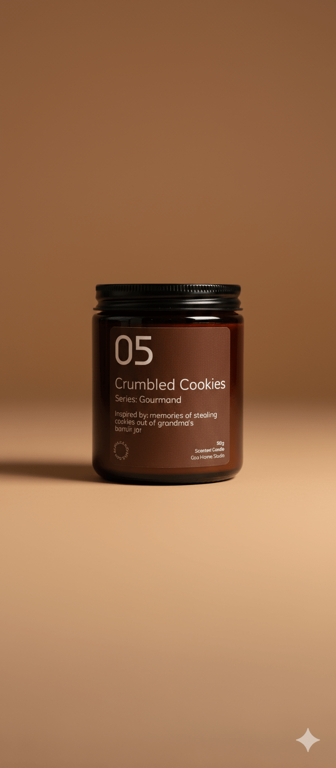 Crumbled Cookies Soy Wax Candle - Handmade Vegan Dessert Scent Candle – Candles & Fragrances on Brown Living™. SKU: 05CCAJ200. Img 4.