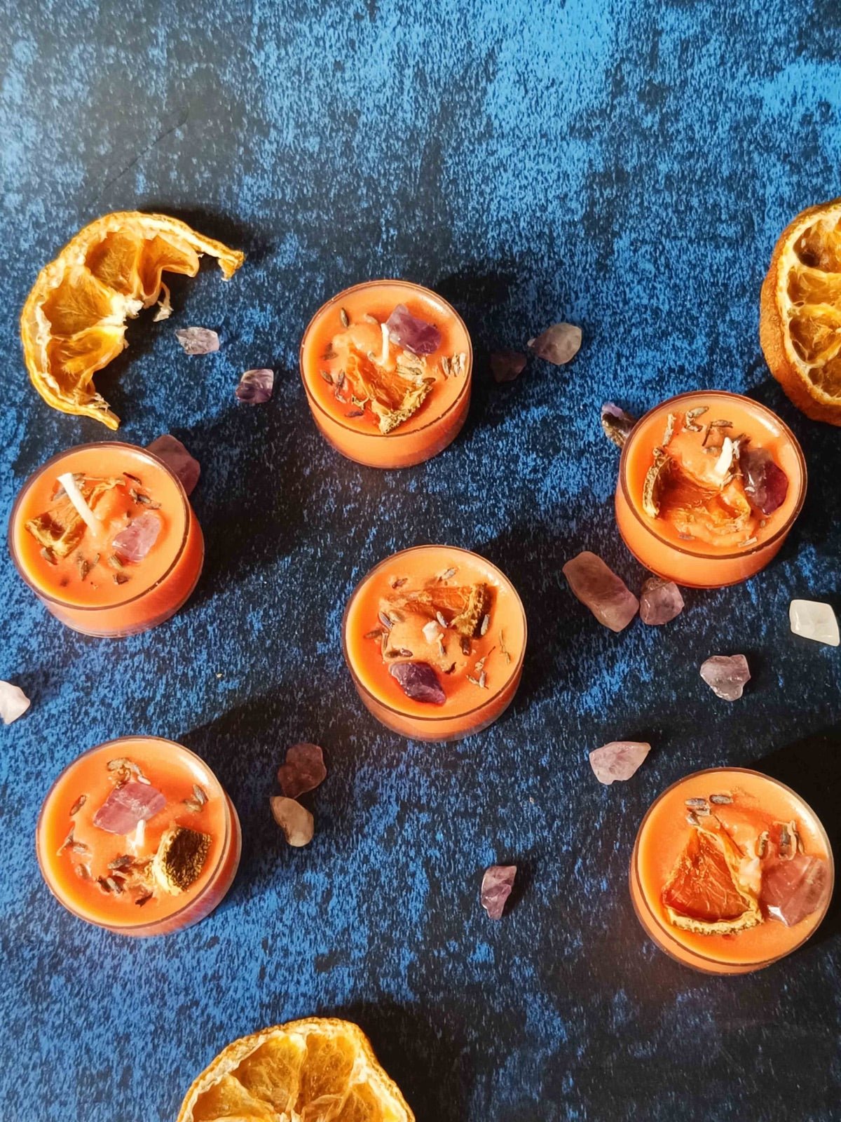 Crystal & Orange Tealight - Set of 6 (Cinnamon Orange) | Verified Sustainable by Brown Living™