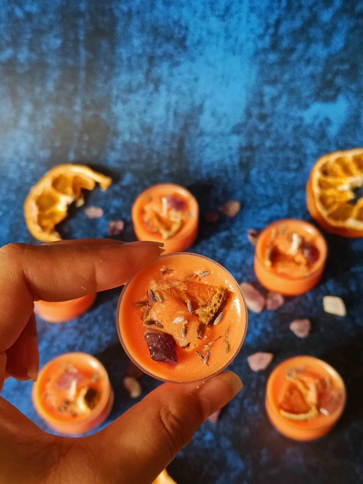 Crystal & Orange Tealight - Set of 6 (Cinnamon Orange) | Verified Sustainable by Brown Living™