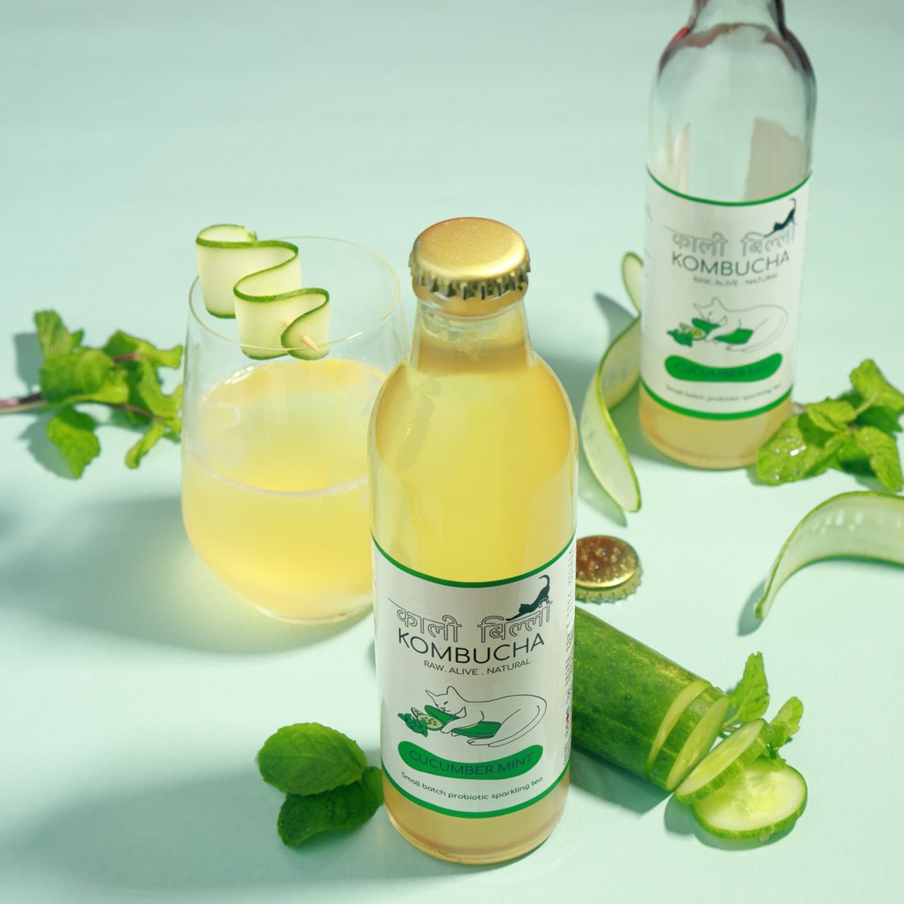 Cucumber Mint Kombucha 250ml | Probiotic Refreshing Fermented Drink – Health & Energy Drinks on Brown Living™. SKU: KBKCM. Img 3.