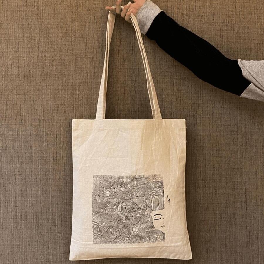 Curly Hair 100% Cotton Canvas Tote Bag