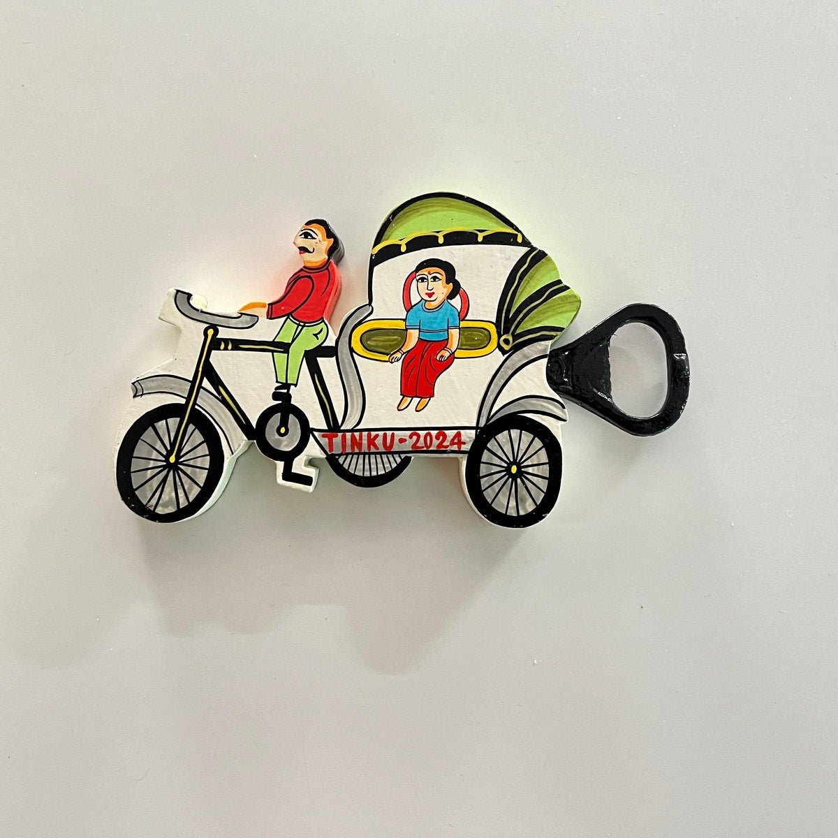 Cycle Rickshaw Bottle Opener with Fridge Magnet – Cream – Kitchen Tools on Brown Living™. SKU: CD-HOM-CYC-CRE. Img 1.