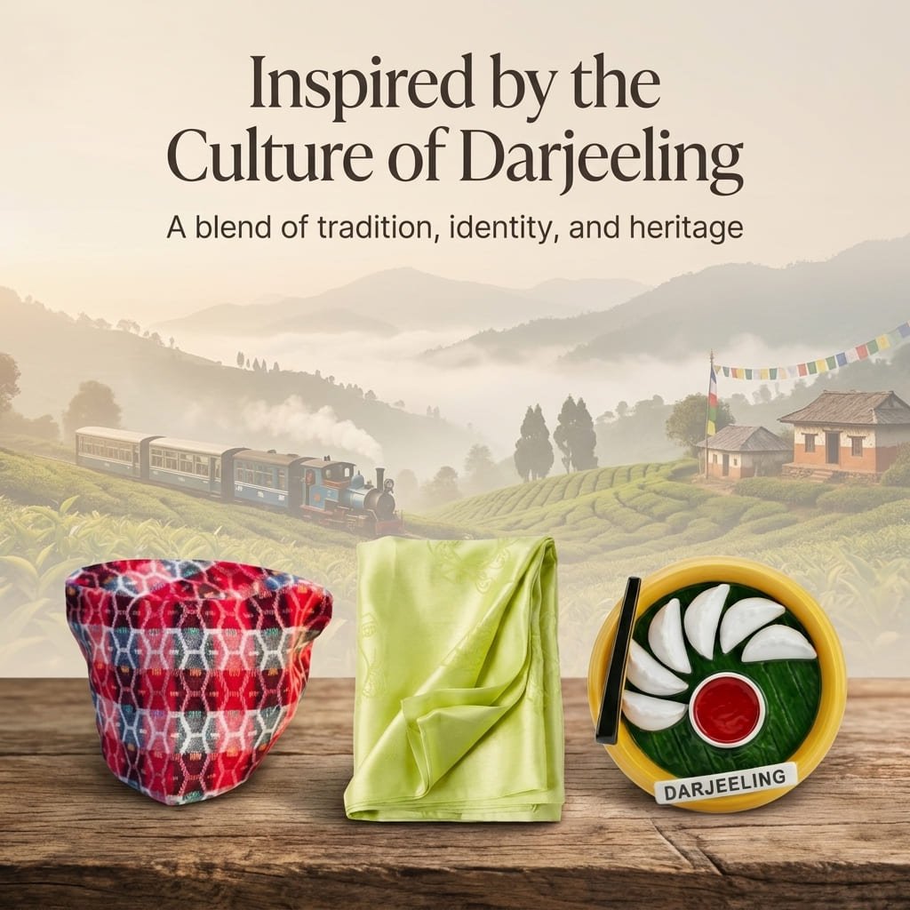 Darjeeling Heritage Gift Kit Nepali Topi Khada Set – Gift on Brown Living™. SKU: DOS-DHK-01. Img 5.