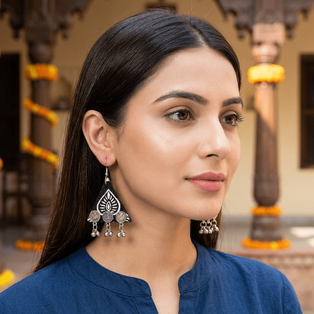 Dark Magic Handmade Earrings – Elegant Artisan Statement Jewelry – Womens Earrings on Brown Living™. SKU: AMEARDarkMagic. Img 3.