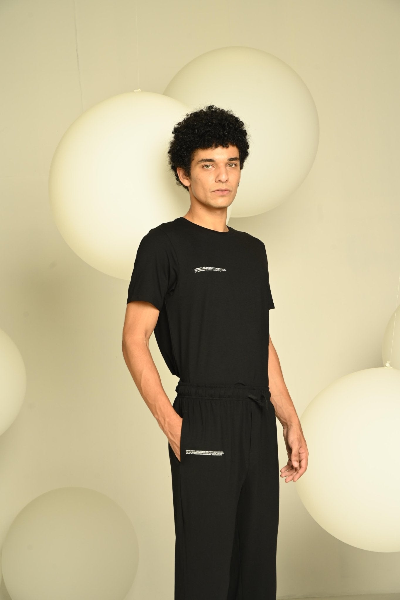 Day-Night Men's Pyjama | Soft Comfortable Cotton Sleepwear for Men – Mens Pyjama on Brown Living™. SKU: M-PYJ-BLCK-S1. Img 9.
