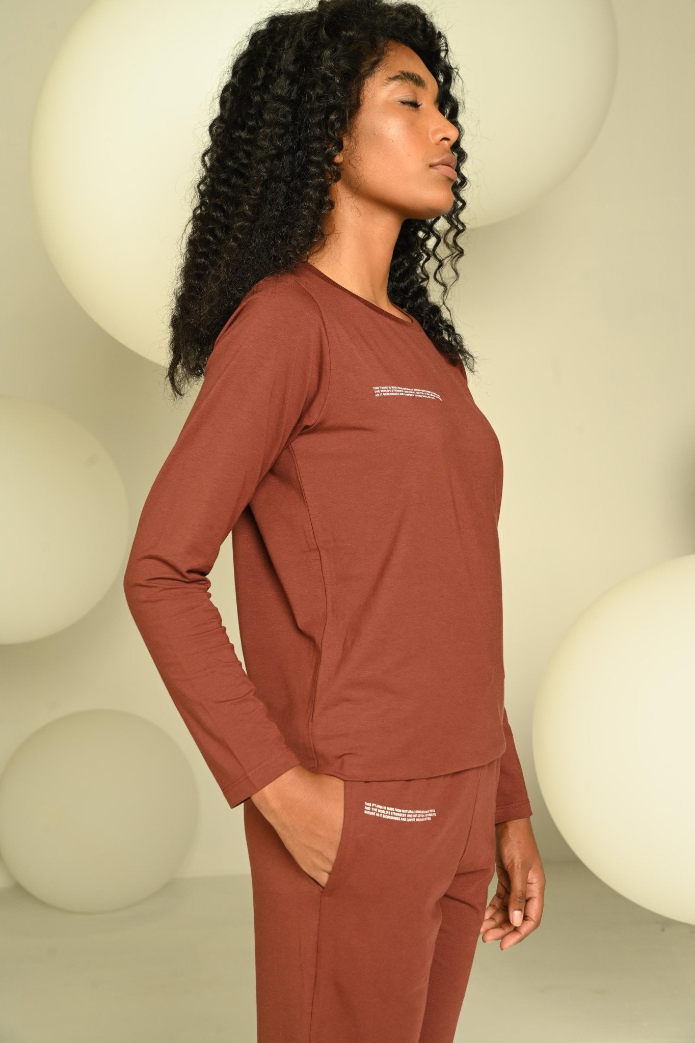Day-Night Women's Pyjama | Soft Comfortable Cotton Sleepwear Bottom – Womens Pajamas on Brown Living™. SKU: W-PYJ-BRW-L1. Img 3.