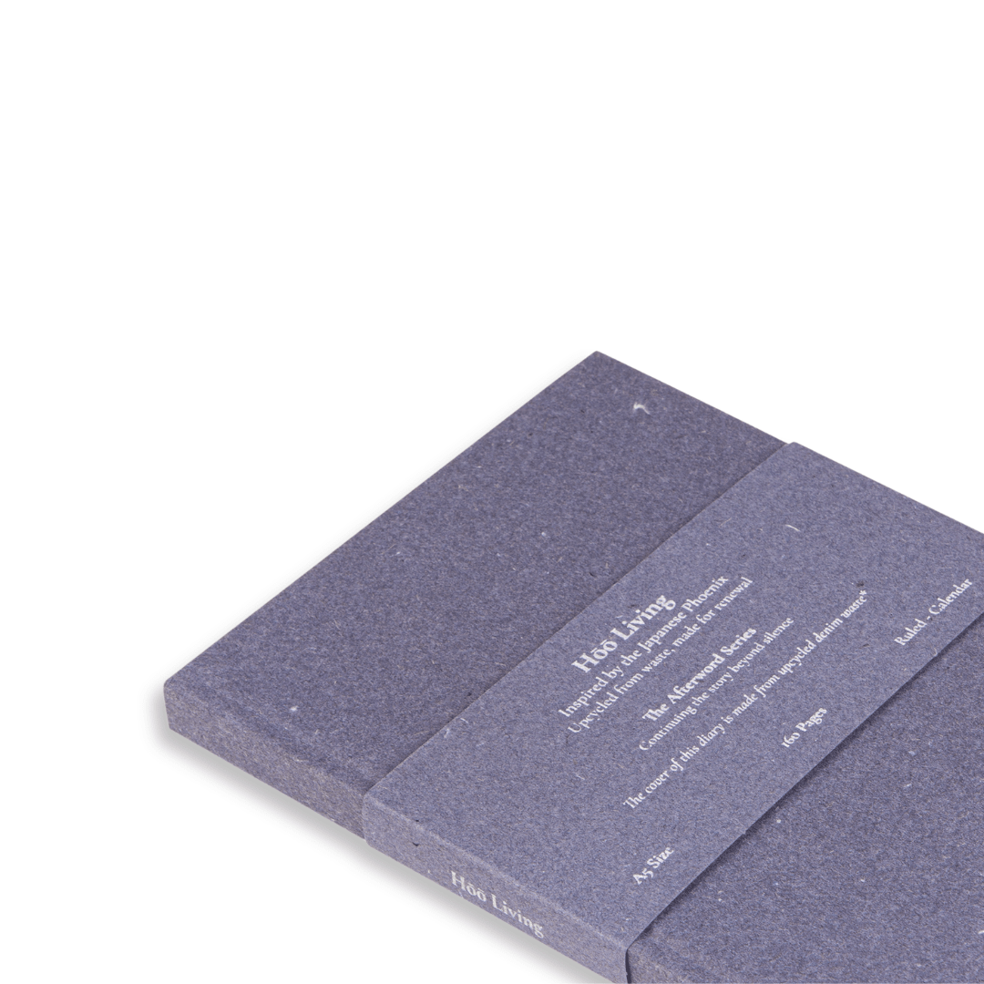 Denim Paper Cover Hardback Notebook Made from Upcycled Sanitary Pads – Notebooks & Notepads on Brown Living™. SKU: SHC4DEN2A5-160. Img 3.