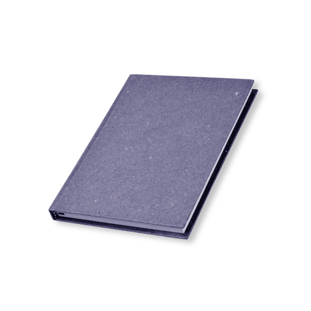 Denim Paper Cover Hardback Notebook Made from Upcycled Sanitary Pads – Notebooks & Notepads on Brown Living™. SKU: SHC4DEN2A5-160. Img 1.