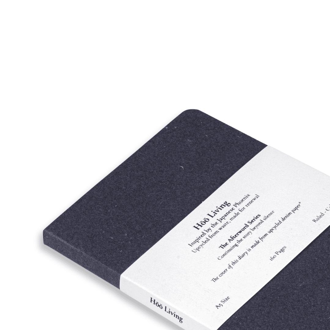 Denim Paper Cover Softback Notebook Made from Upcycled Sanitary Pads – Notebooks & Notepads on Brown Living™. SKU: SGC4DEN1A5-160. Img 2.