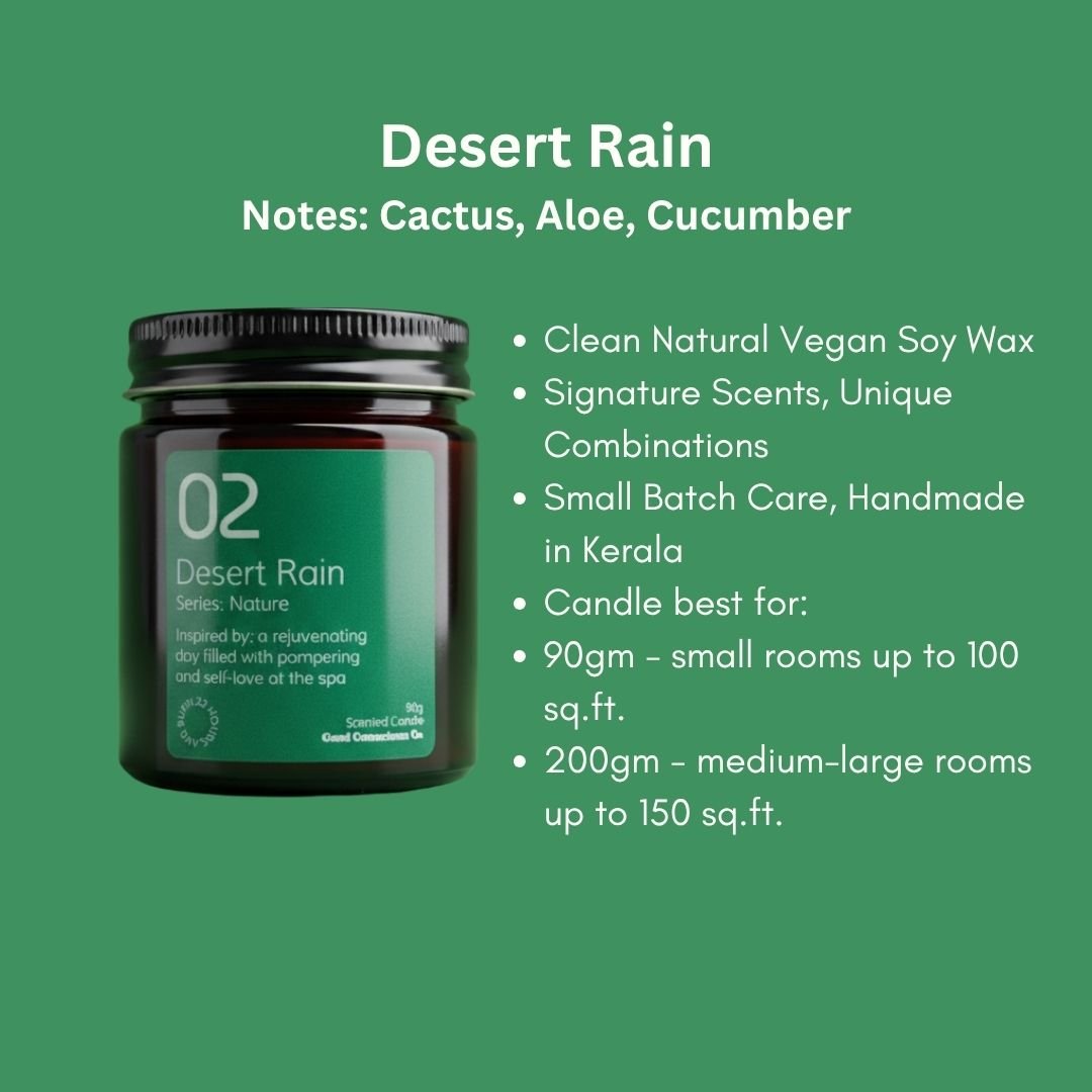 Desert Rain Soy Wax Candle – Handmade, Vegan & Fresh Spa Scent – Candles & Fragrances on Brown Living™. SKU: 02DRAJ200. Img 4.