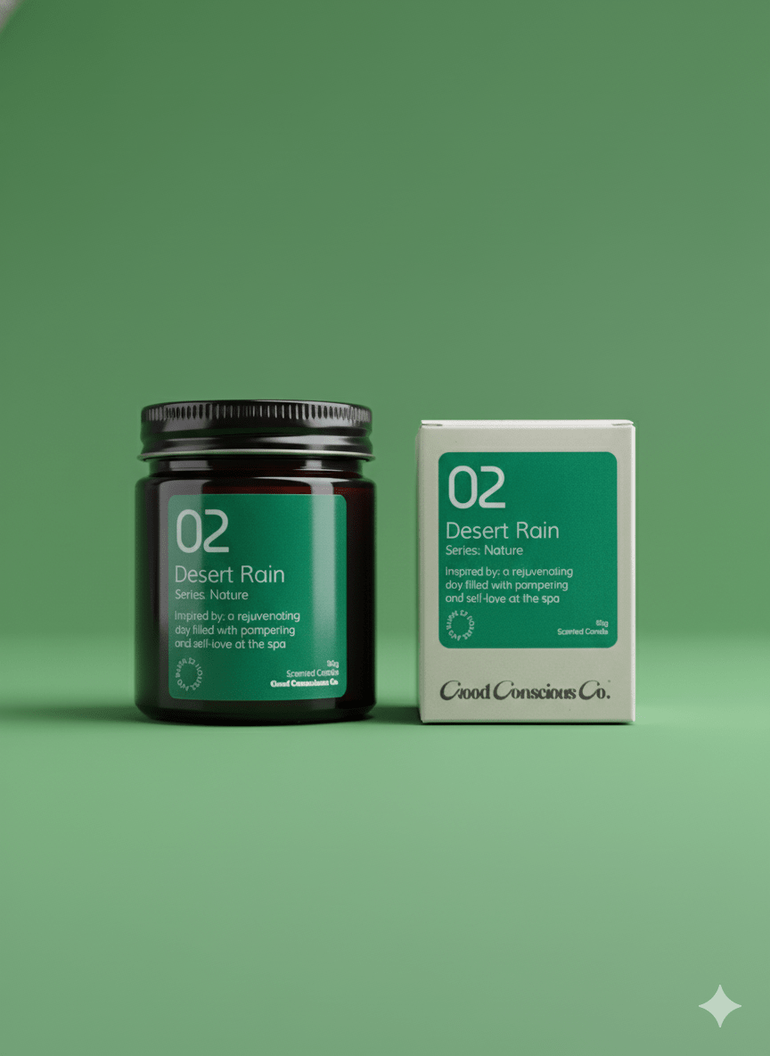 Desert Rain Soy Wax Candle – Handmade, Vegan & Fresh Spa Scent – Candles & Fragrances on Brown Living™. SKU: 02DRAJ90. Img 2.
