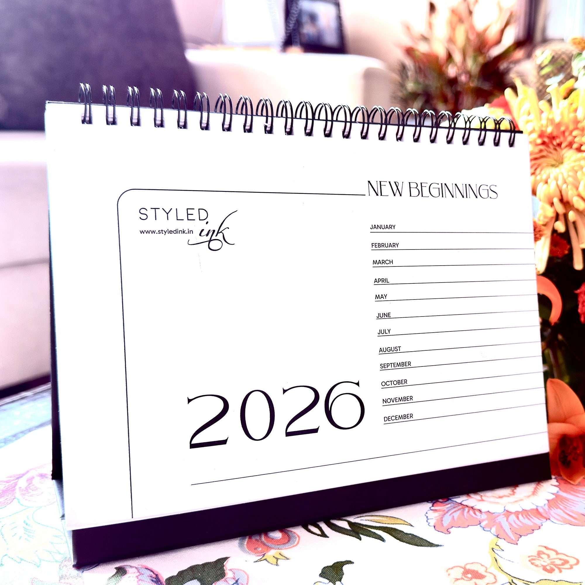 Desk Calendar 2026 | A5 Size | Horizontal Landscape Format – Calendars on Brown Living™. SKU: 04-CA04-Mini-H. Img 3.
