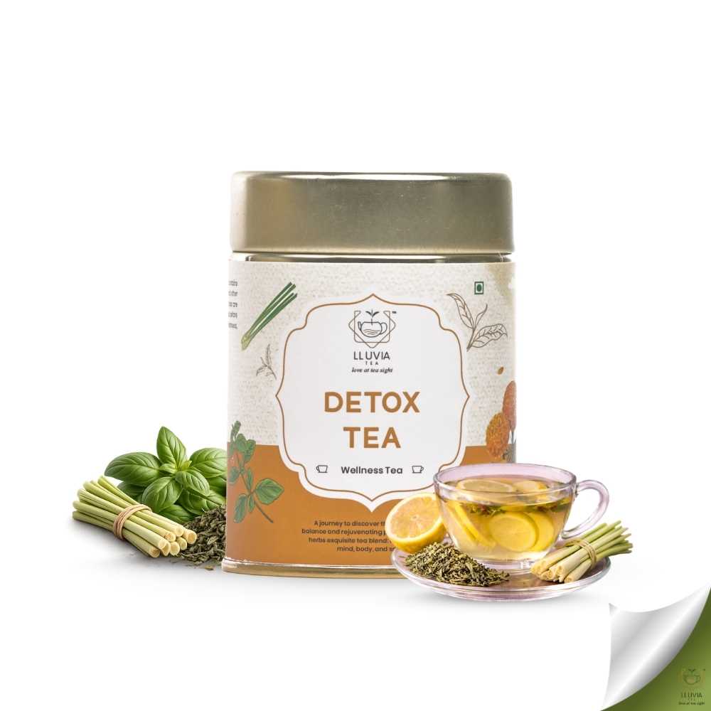 Detox Green Tea – Cleansing, Revitalisation & Overall Wellness – 50g – Tea on Brown Living™. SKU: RBTTin50New. Img 1.