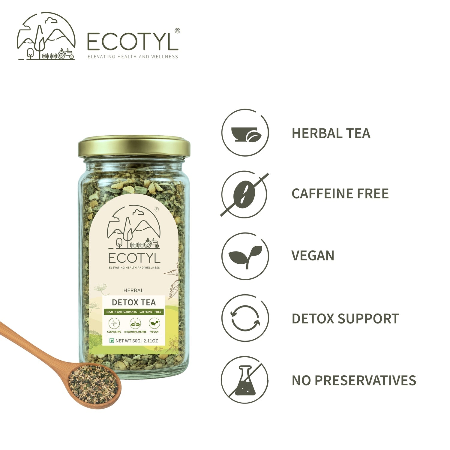 Detox Tea | Cleansing | Herbal Tea | 60g – Tea on Brown Living™. SKU: ECOTYL00058. Img 3.