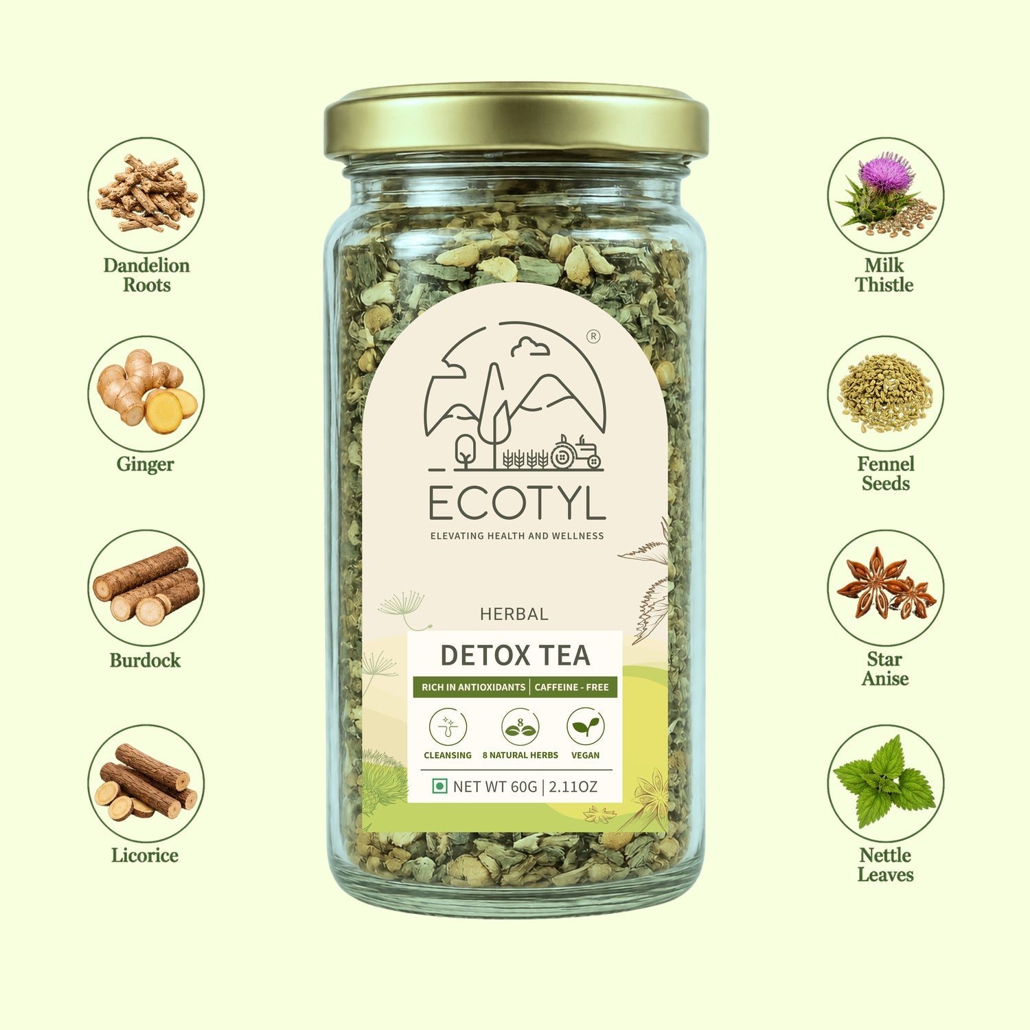 Detox Tea | Cleansing | Herbal Tea | 60g – Tea on Brown Living™. SKU: ECOTYL00058. Img 1.