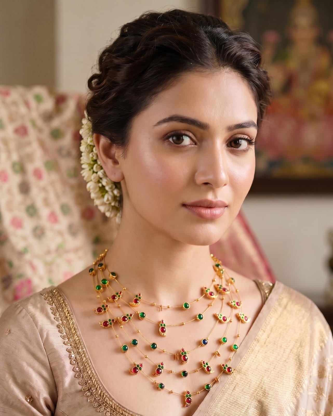 Devi Cascade Necklace | Handcrafted Layered Statement Necklace – Jewellery on Brown Living™. SKU: SAR1012. Img 2.