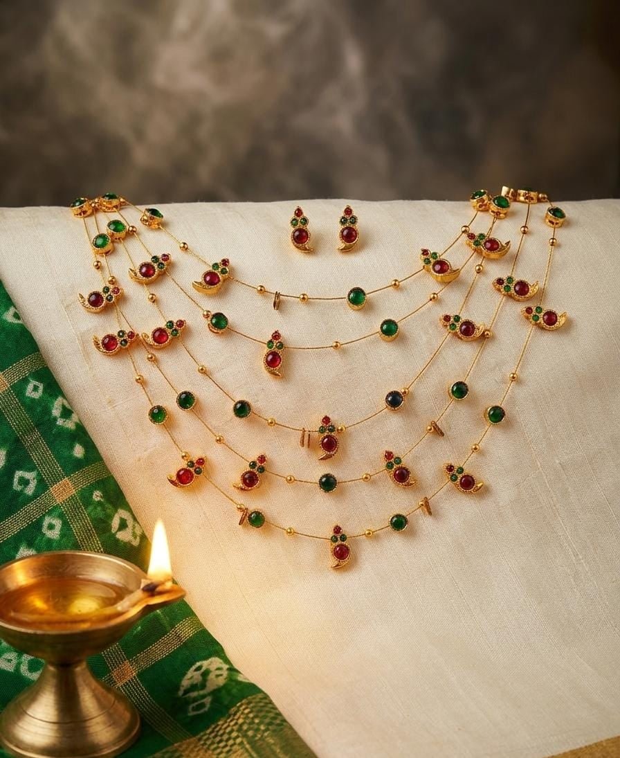 Devi Cascade Necklace | Handcrafted Layered Statement Necklace – Jewellery on Brown Living™. SKU: SAR1012. Img 1.