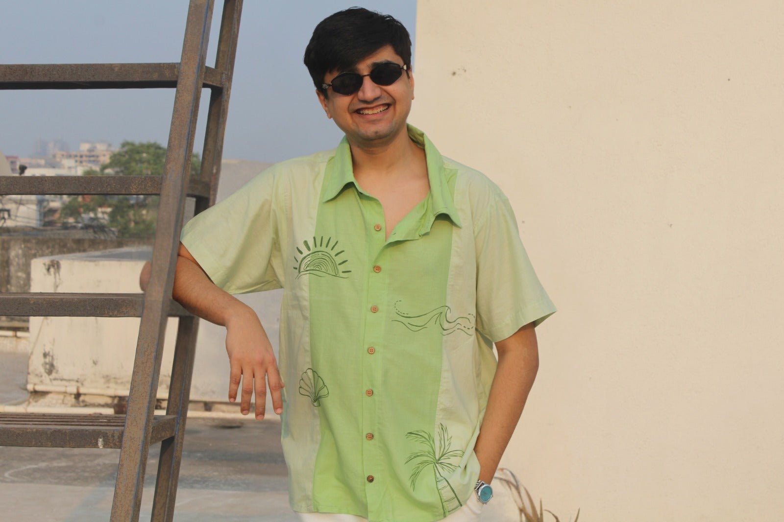 Dil Chahta Hai Inspired Casual Shirt for Men – Classic Bollywood Style – Men Shirt on Brown Living™. SKU: SH37. Img 2.