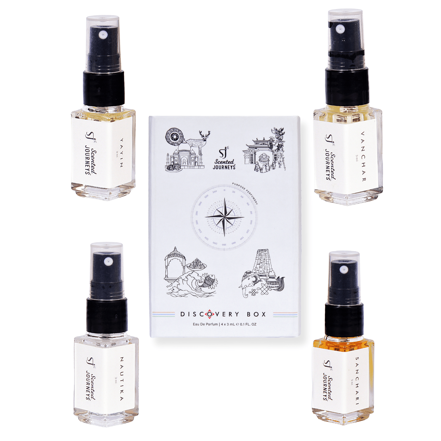 Discovery Perfume Box Set of 4 | Luxury Travel Size Fragrance Set – Perfume on Brown Living™. SKU: SJEDPDIS12. Img 2.