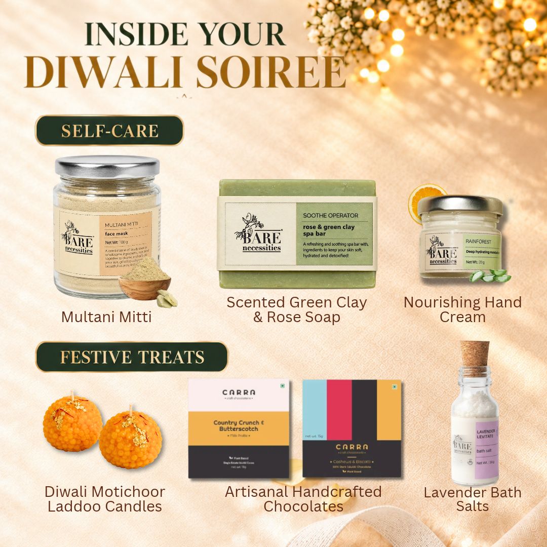 Diwali Gift Hamper with Skincare, Ladoo Candles & Chocolate – Gift Hampers on Brown Living™. SKU: BNWD010-2. Img 4.