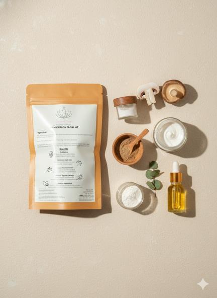 DIY Mushroom Facial Kit | Hydrating & Brightening Skincare – Face Pack on Brown Living™. SKU: DIY-SKI-08-NAM. Img 1.