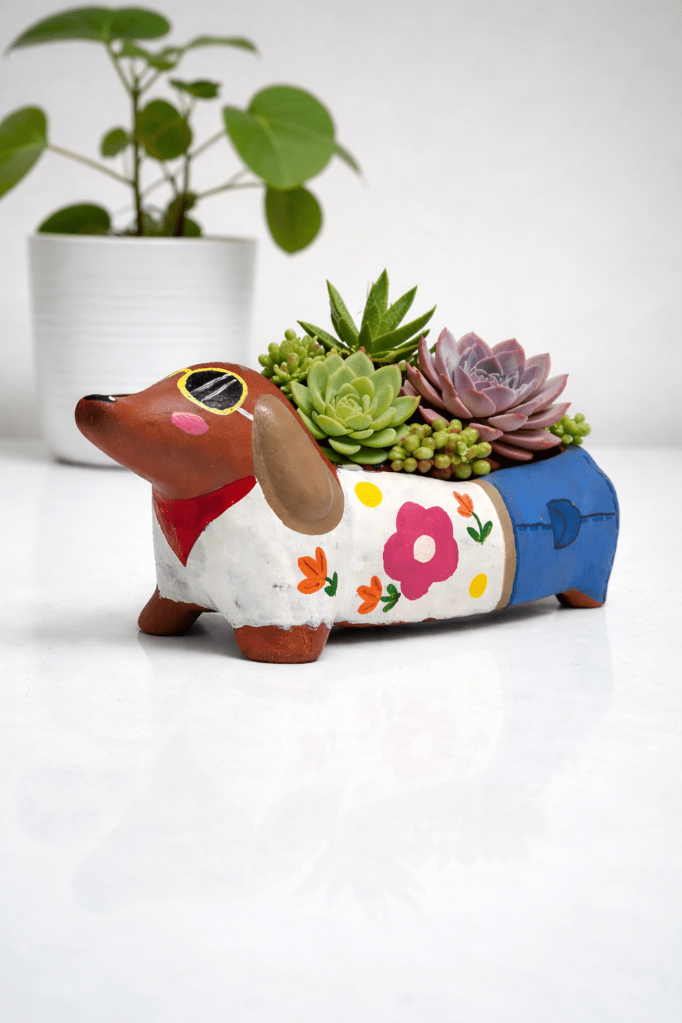 dog in plant pot Dog Planter