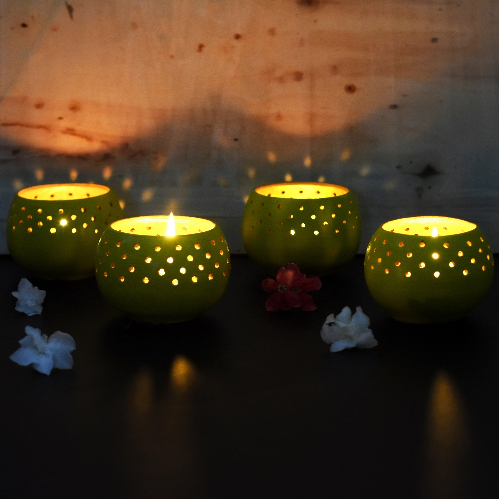Dome Handmade Candle Holders – Set of 4 with Free Soy Wax Candles – Candles & Fragrances on Brown Living™. SKU: CH - DOMBL4. Img 10.