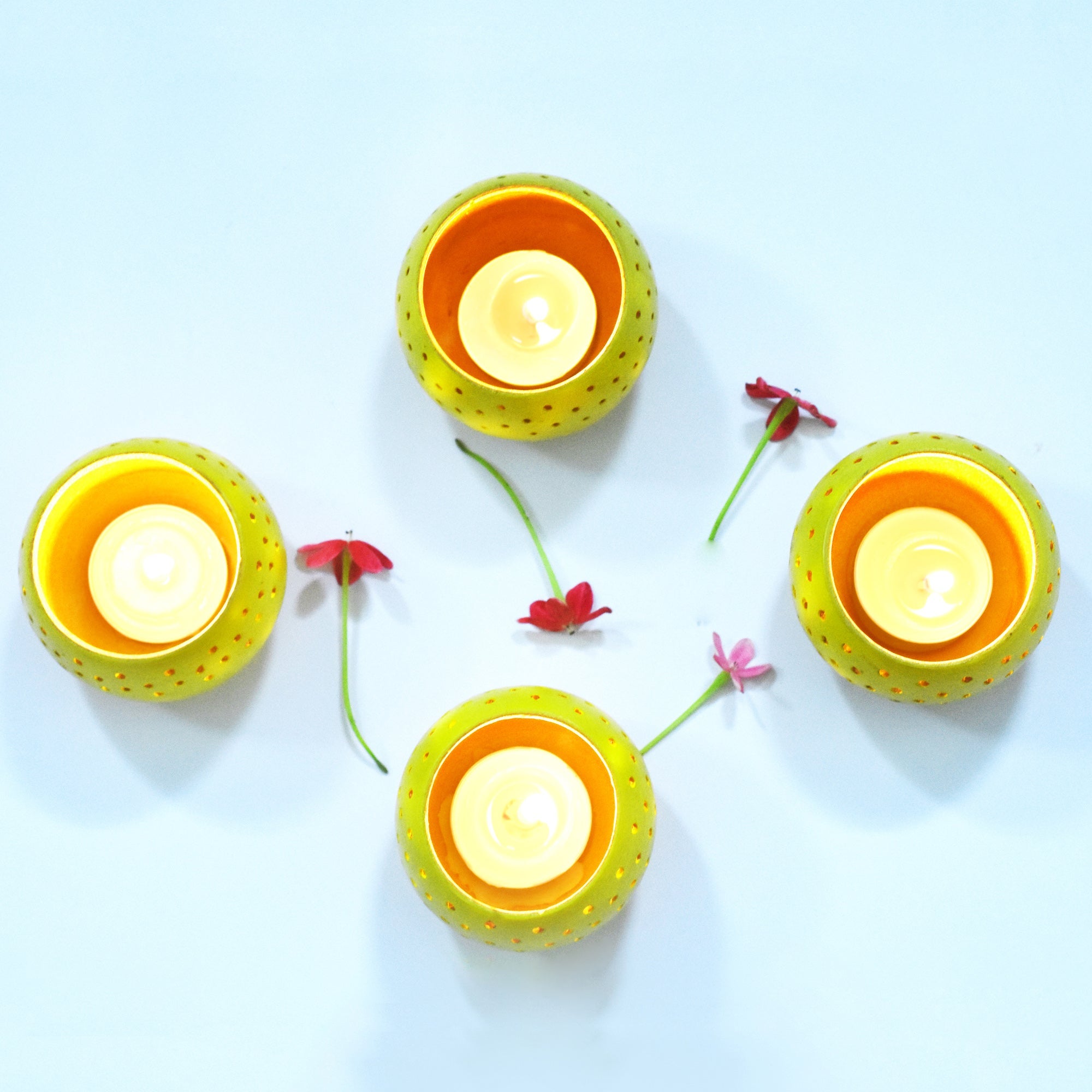Dome Handmade Candle Holders – Set of 4 with Free Soy Wax Candles – Candles & Fragrances on Brown Living™. SKU: CH - DOMGR4. Img 12.