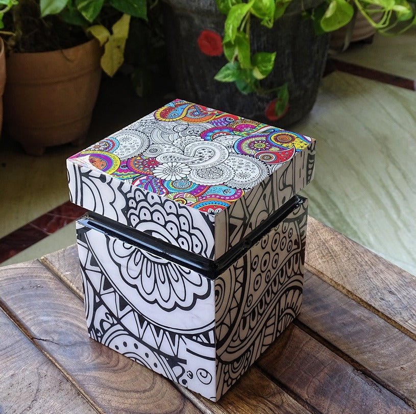 Doodle Print MDF Chocolate Box – Gift Box on Brown Living™. SKU: MJ00019BX. Img 1.