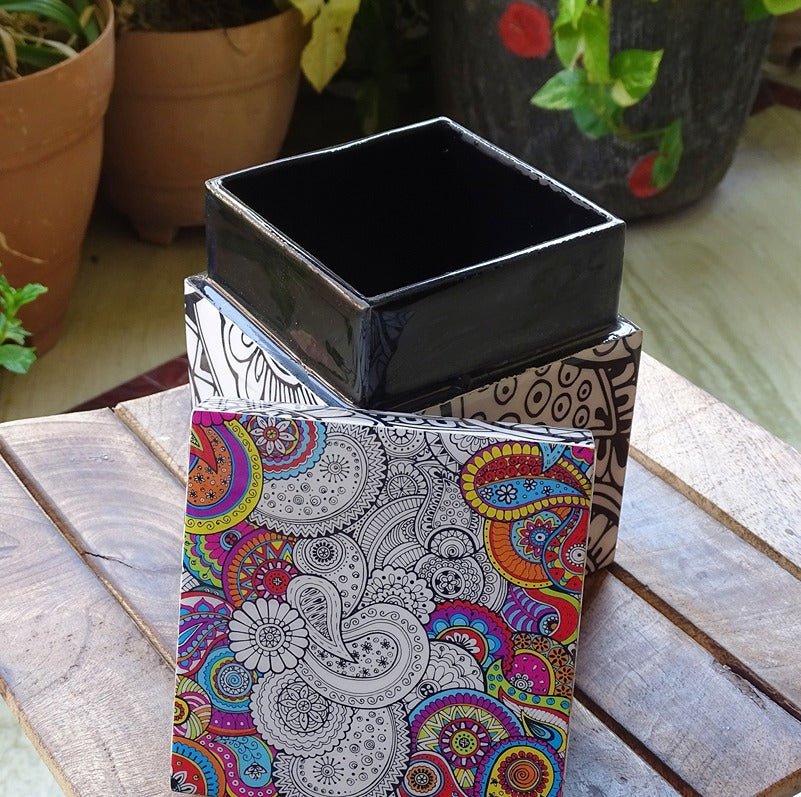 Doodle Print MDF Chocolate Box – Gift Box on Brown Living™. SKU: MJ00019BX. Img 2.